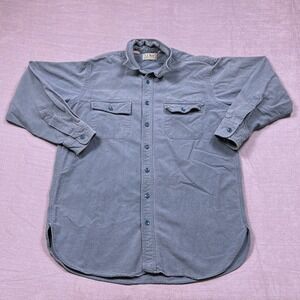 LL Bean Chamois Cloth Shirt Mens Size‎ 16 Green Long Sleeve Button Up Pockets
